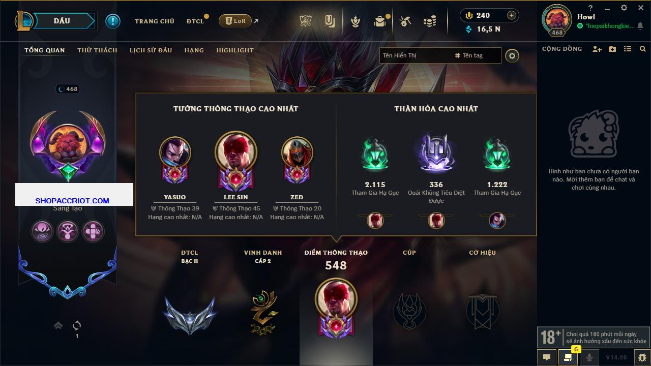 Acc Liên Minh Huyền Thoại/Đấu Trường Chân lý mã số 7867