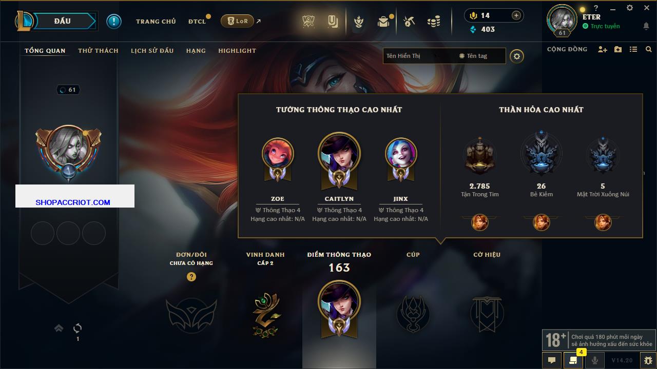 Acc Liên Minh Huyền Thoại/Đấu Trường Chân lý mã số 7868