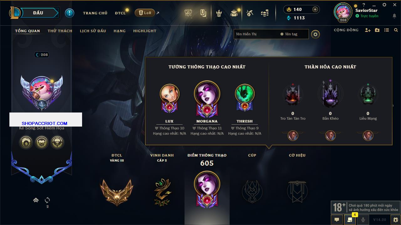 Acc Liên Minh Huyền Thoại/Đấu Trường Chân lý mã số 7872