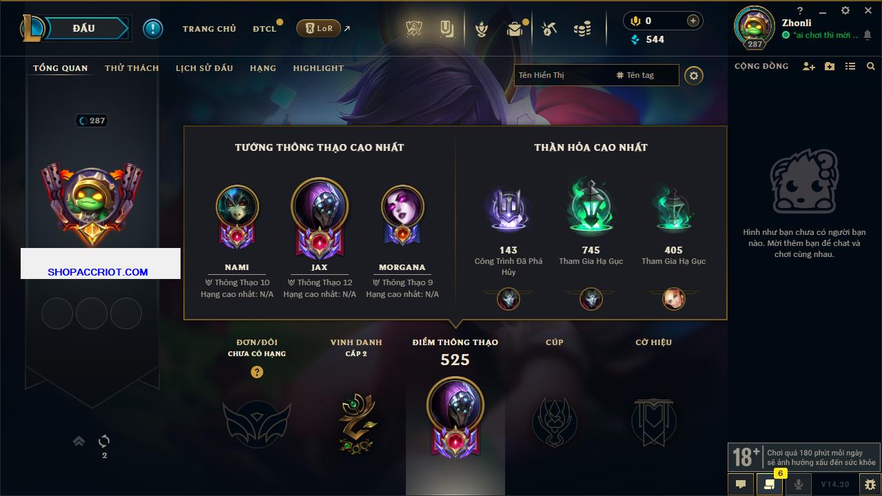 Acc Liên Minh Huyền Thoại/Đấu Trường Chân lý mã số 7873