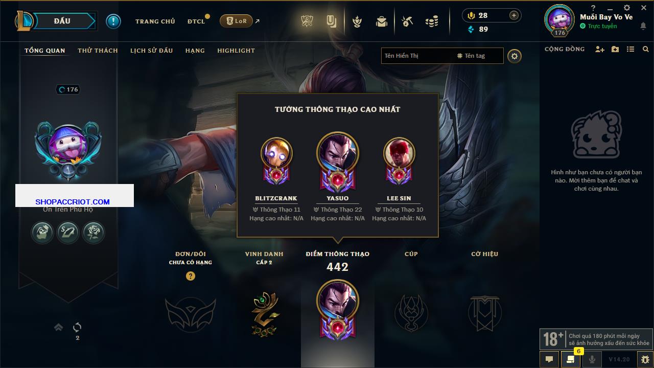 Acc Liên Minh Huyền Thoại/Đấu Trường Chân lý mã số 7875