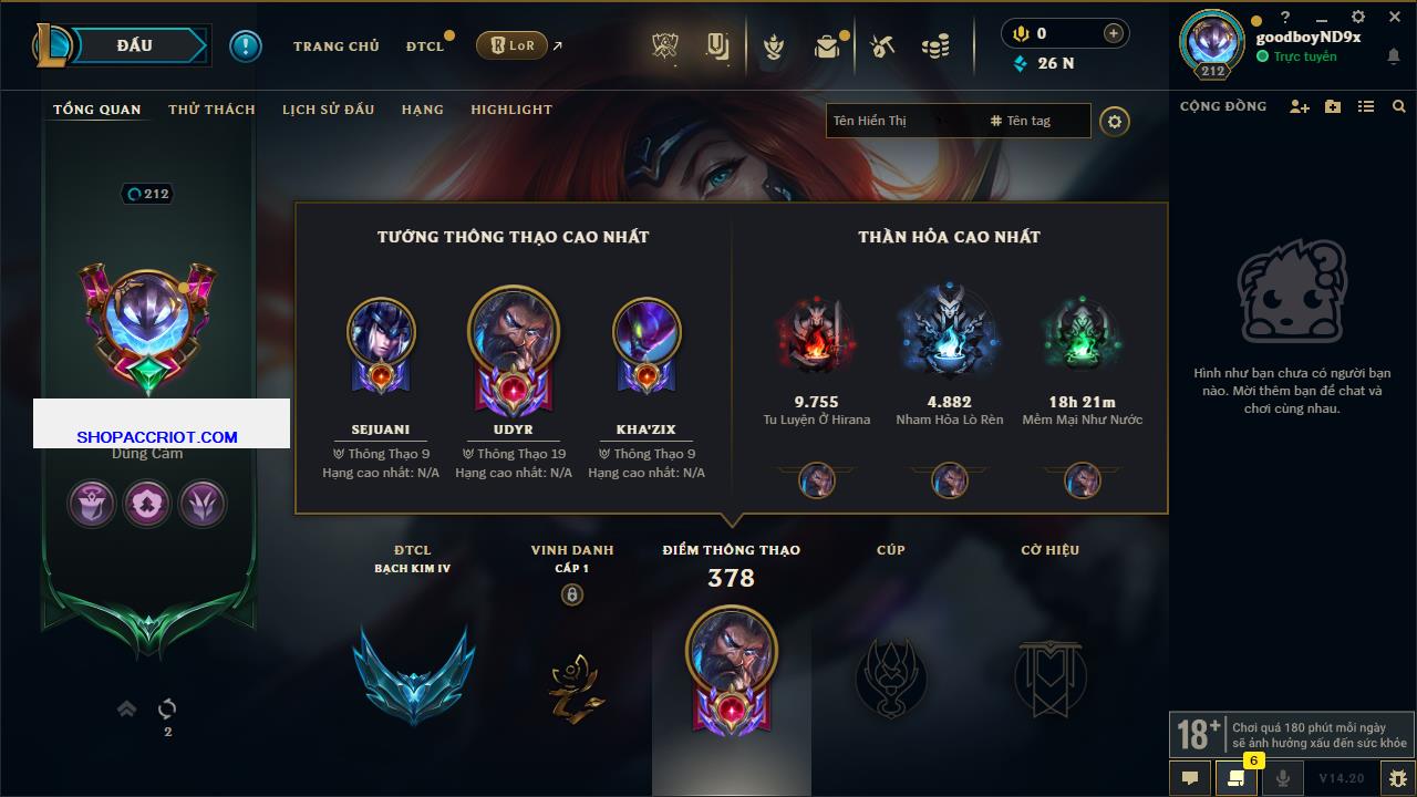 Acc Liên Minh Huyền Thoại/Đấu Trường Chân lý mã số 7877