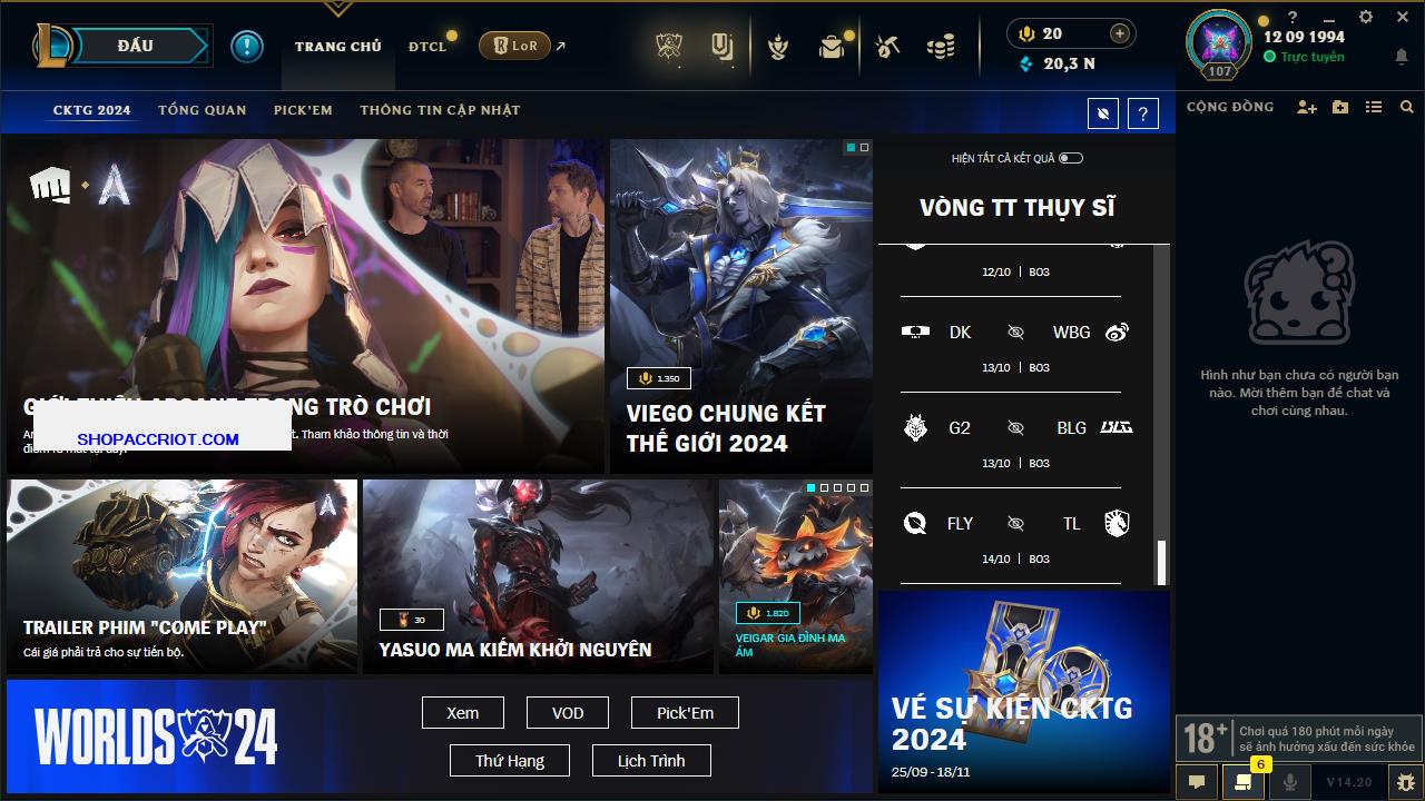 Acc Liên Minh Huyền Thoại/Đấu Trường Chân lý mã số 7880