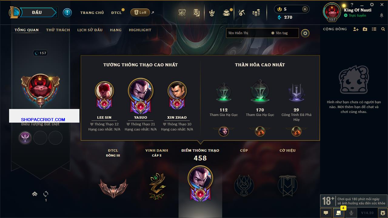 Acc Liên Minh Huyền Thoại/Đấu Trường Chân lý mã số 7884