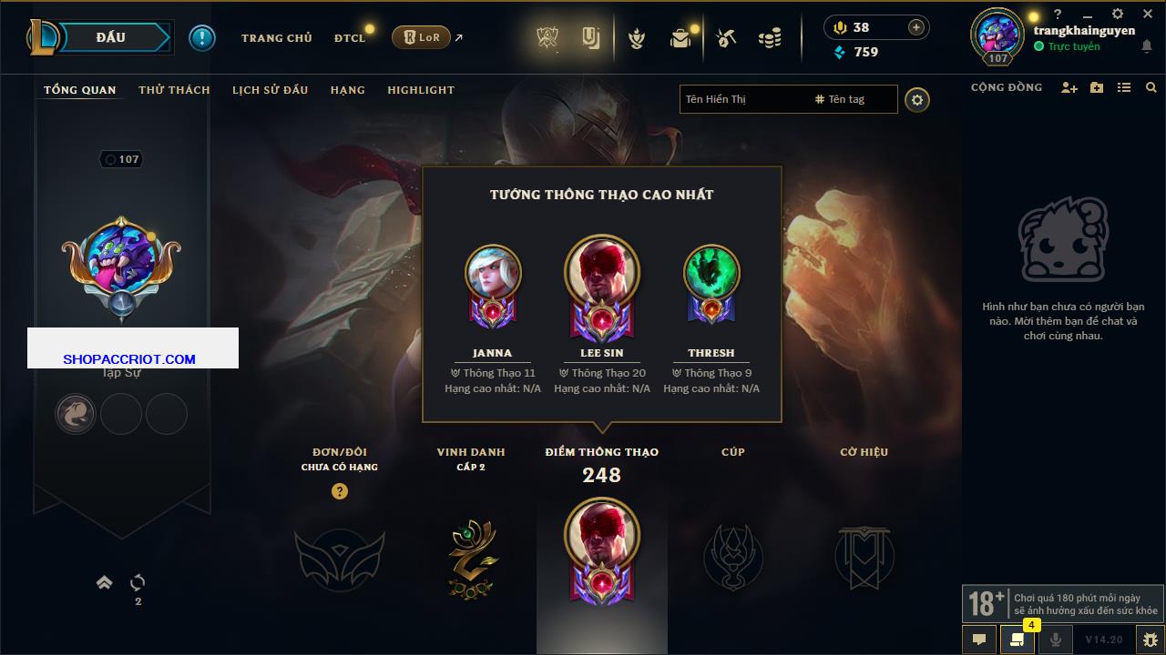 Acc Liên Minh Huyền Thoại/Đấu Trường Chân lý mã số 7891