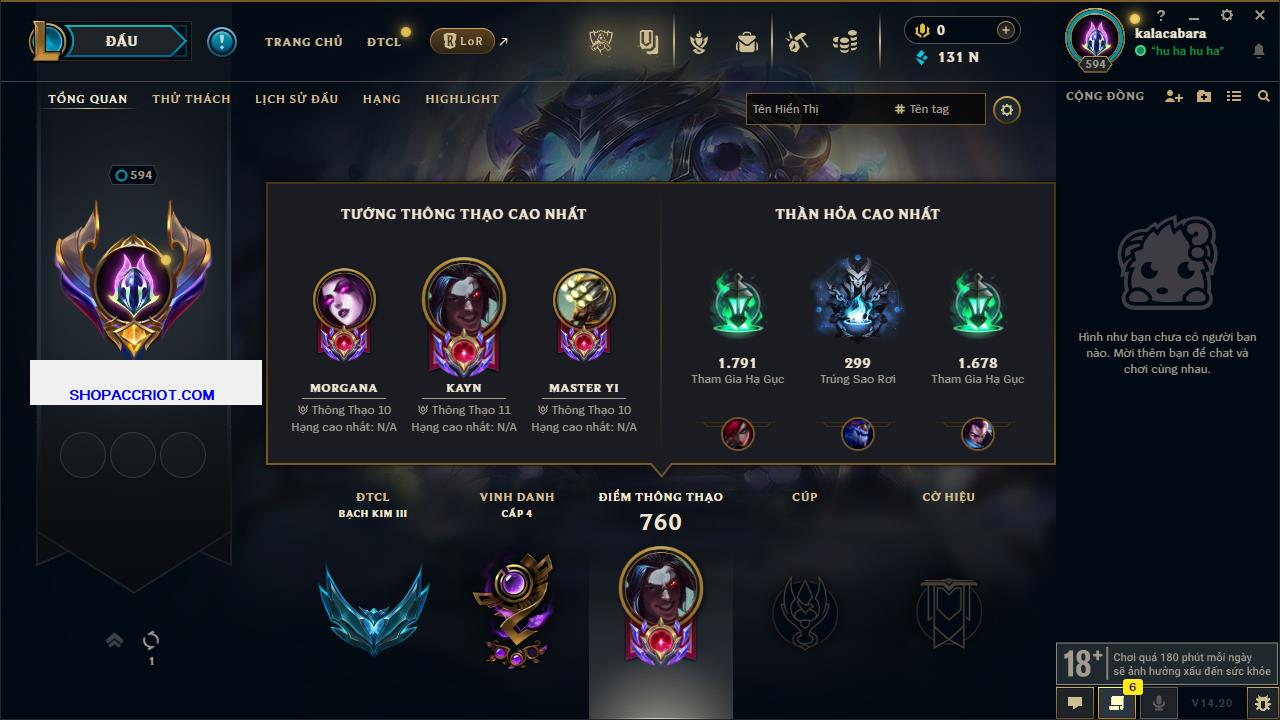 Acc Liên Minh Huyền Thoại/Đấu Trường Chân lý mã số 7893