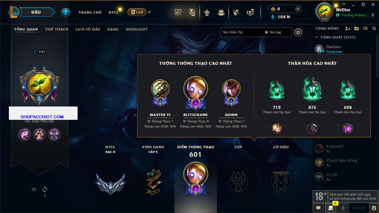 Acc Liên Minh Huyền Thoại/Đấu Trường Chân lý mã số 7894