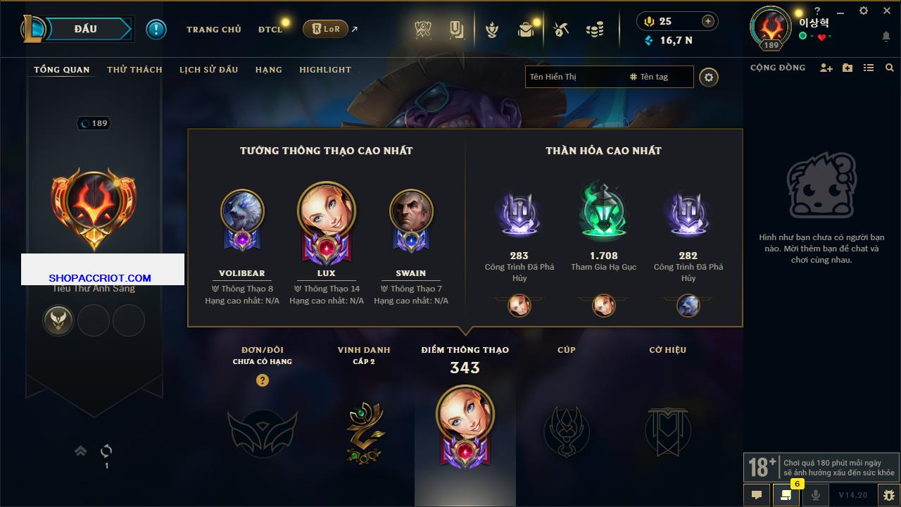 Acc Liên Minh Huyền Thoại/Đấu Trường Chân lý mã số 7895