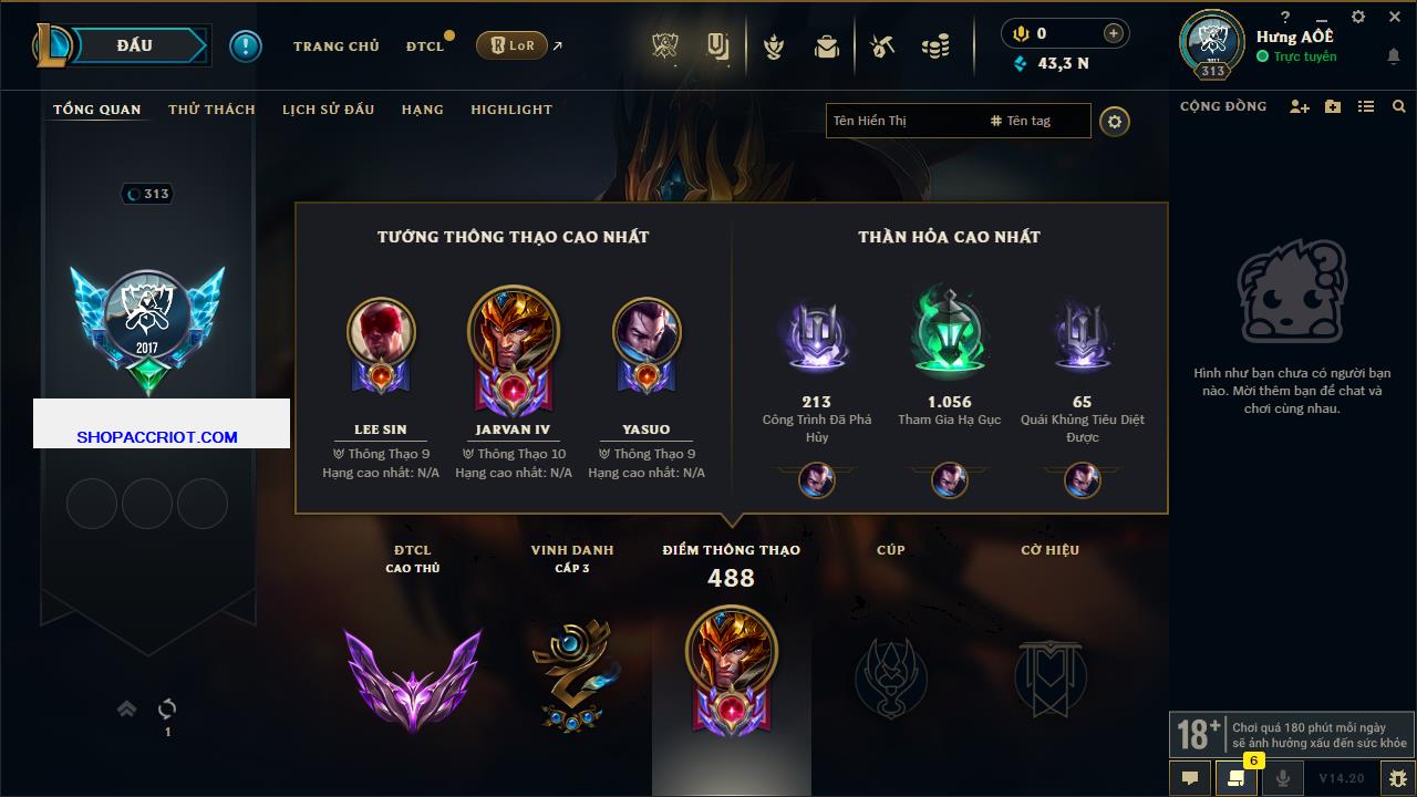 Acc Liên Minh Huyền Thoại/Đấu Trường Chân lý mã số 7901