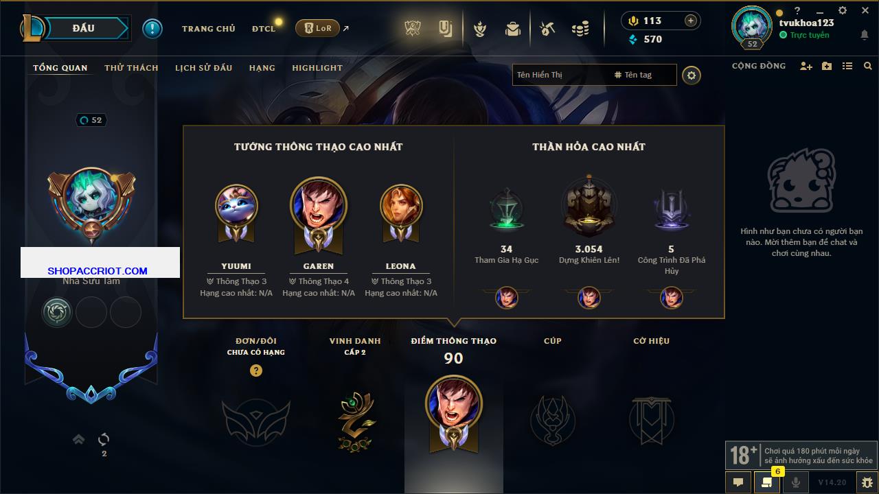 Acc Liên Minh Huyền Thoại/Đấu Trường Chân lý mã số 7916