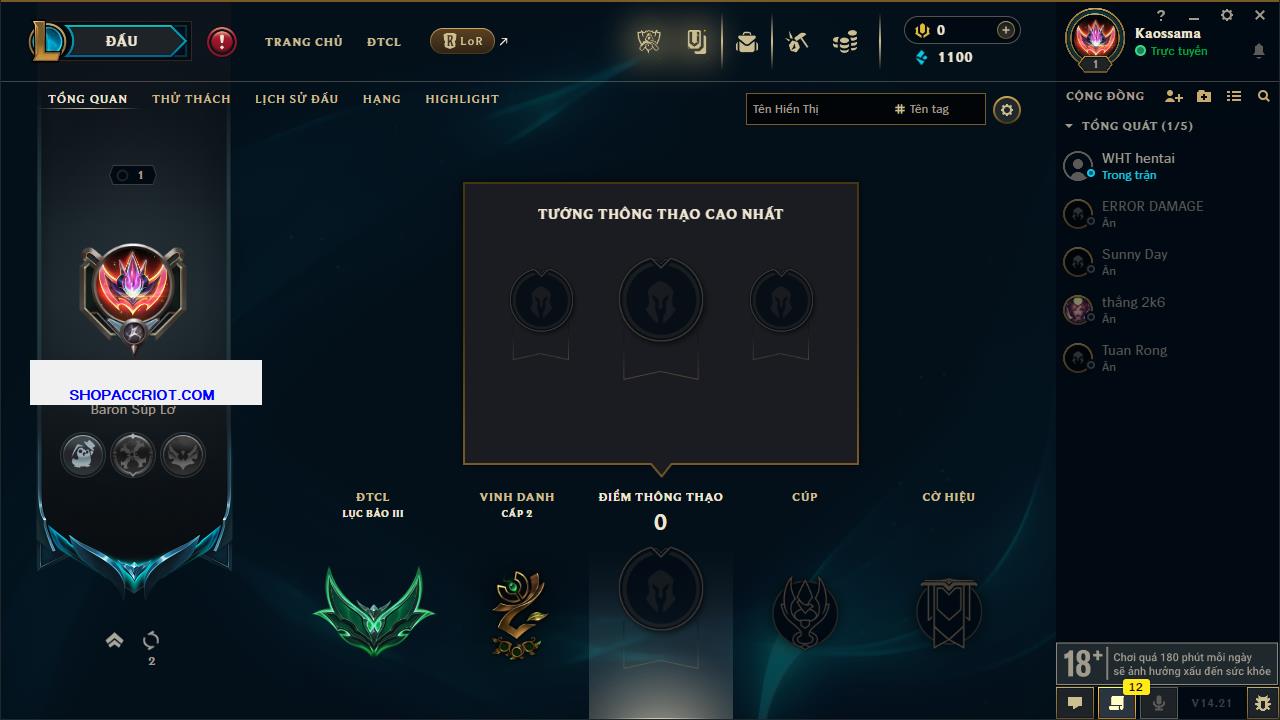 Acc Liên Minh Huyền Thoại/Đấu Trường Chân lý mã số 7919