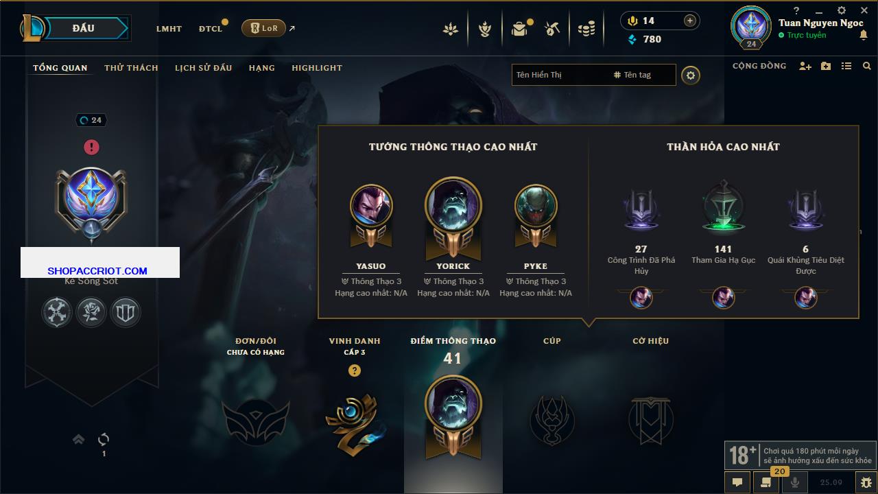 Acc Liên Minh Huyền Thoại/Đấu Trường Chân lý mã số 7936