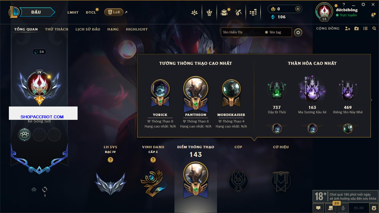 Acc Liên Minh Huyền Thoại/Đấu Trường Chân lý mã số 7939