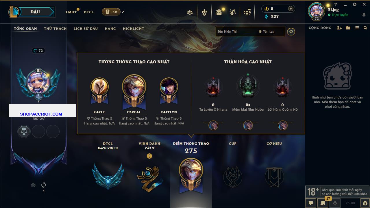 Acc Liên Minh Huyền Thoại/Đấu Trường Chân lý mã số 7955