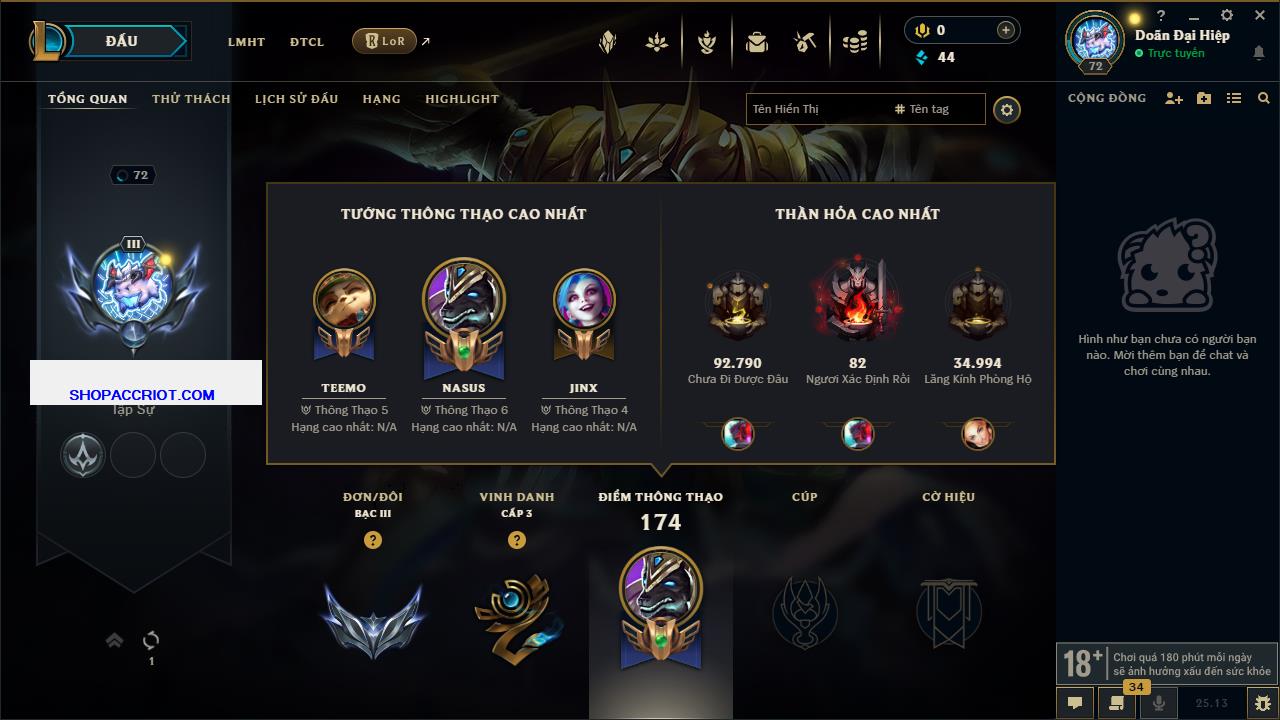 Acc Liên Minh Huyền Thoại/Đấu Trường Chân lý mã số 8267