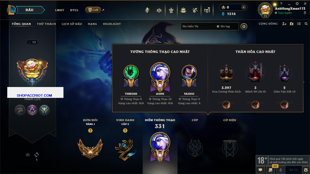 Acc Liên Minh Huyền Thoại/Đấu Trường Chân lý mã số 8276