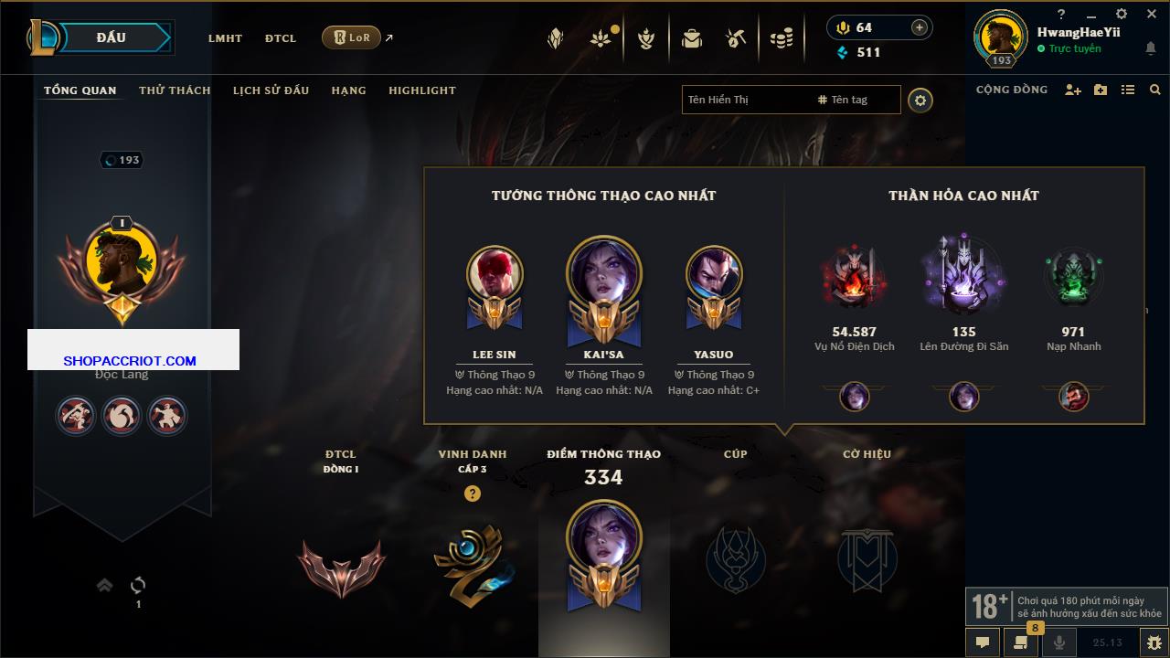 Acc Liên Minh Huyền Thoại/Đấu Trường Chân lý mã số 8282