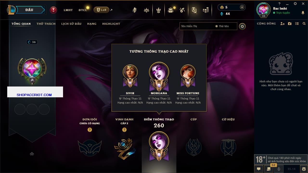 Acc Liên Minh Huyền Thoại/Đấu Trường Chân lý mã số 8293