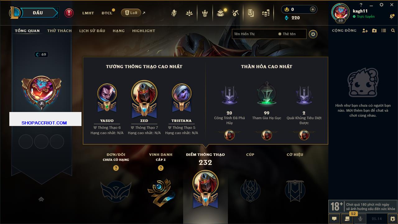 Acc Liên Minh Huyền Thoại/Đấu Trường Chân lý mã số 8322