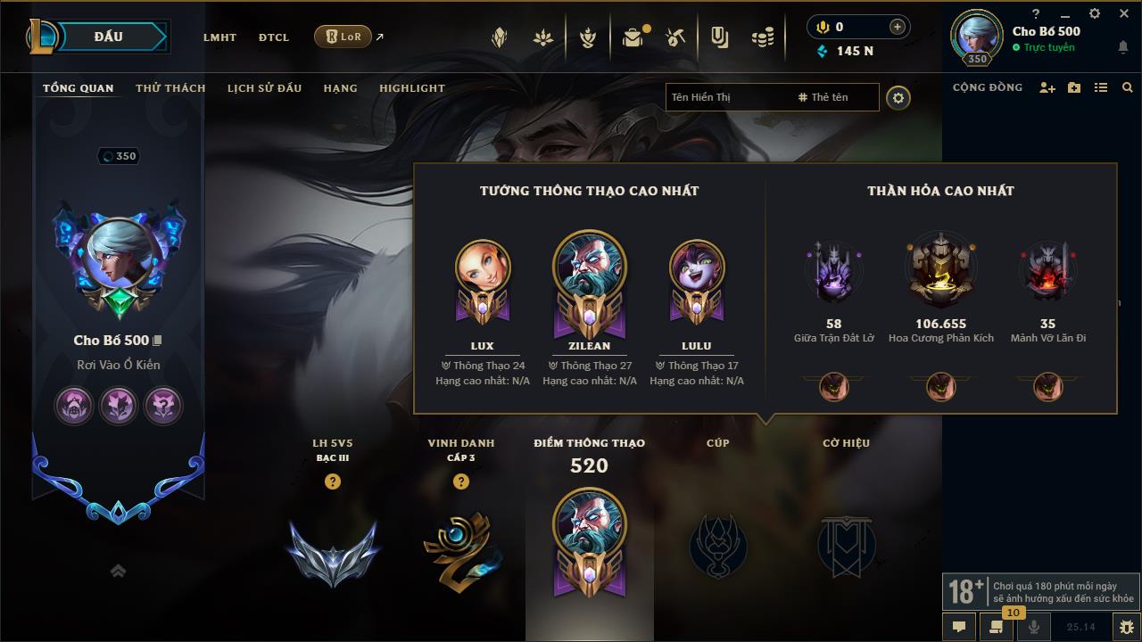 Acc Liên Minh Huyền Thoại/Đấu Trường Chân lý mã số 8327