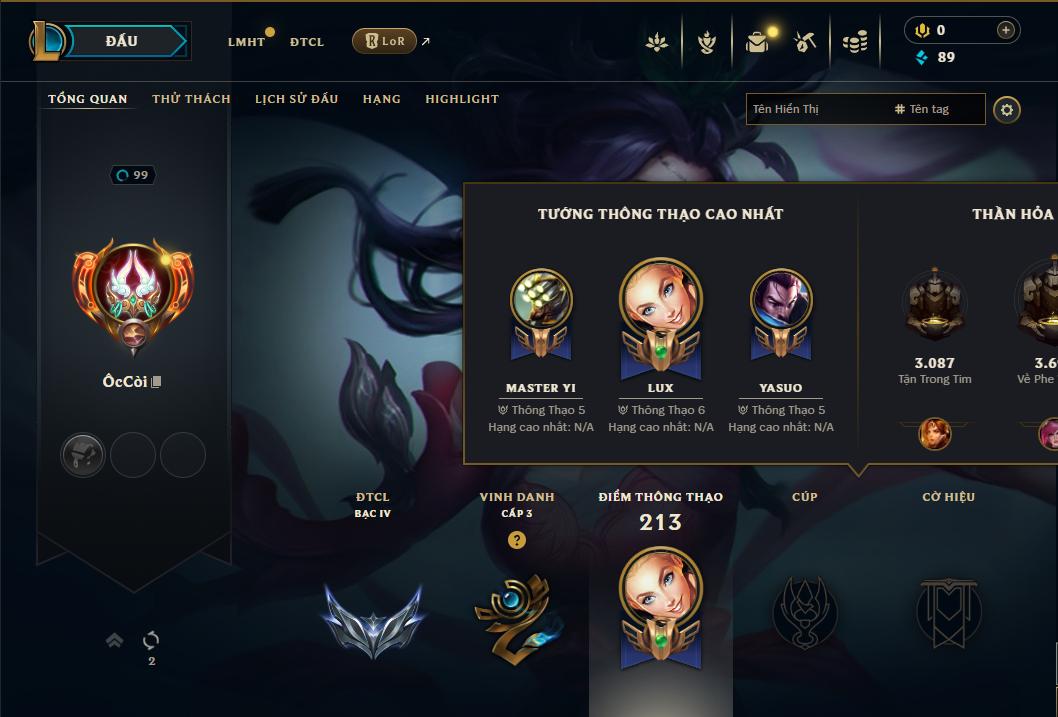 Acc Liên Minh Huyền Thoại/Đấu Trường Chân lý mã số 8821