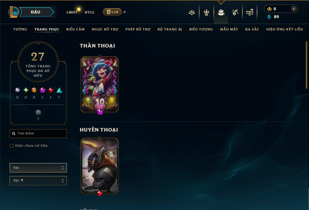 Acc Liên Minh Huyền Thoại/Đấu Trường Chân lý mã số 8821