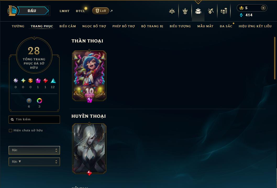 Acc Liên Minh Huyền Thoại/Đấu Trường Chân lý mã số 8823