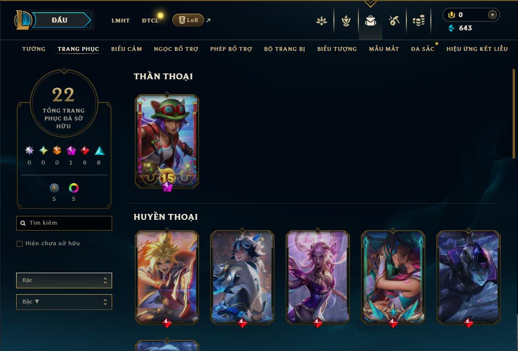 Acc Liên Minh Huyền Thoại/Đấu Trường Chân lý mã số 8825