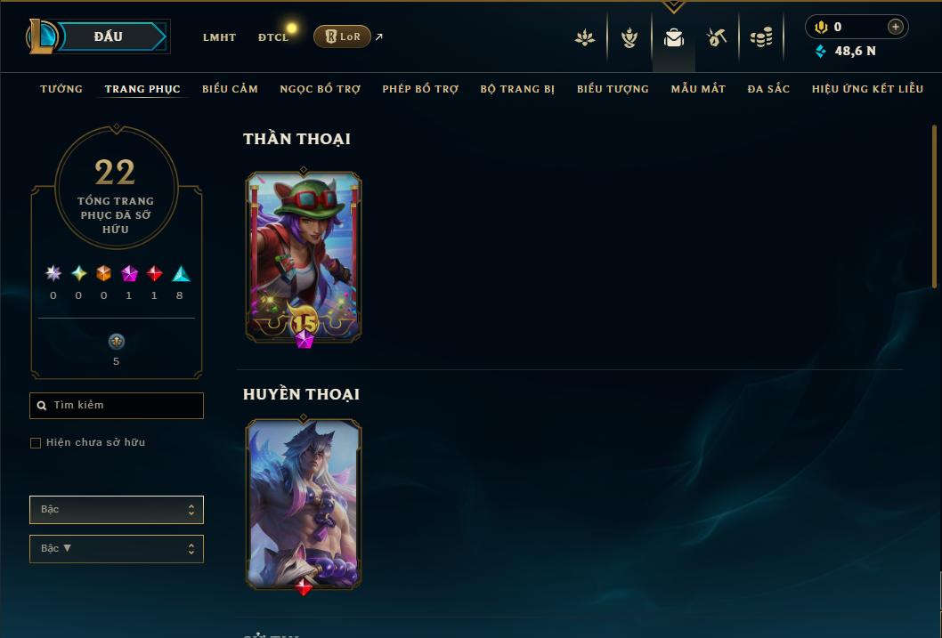 Acc Liên Minh Huyền Thoại/Đấu Trường Chân lý mã số 8826