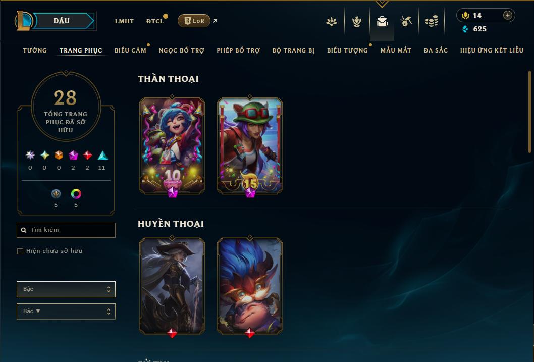 Acc Liên Minh Huyền Thoại/Đấu Trường Chân lý mã số 8874