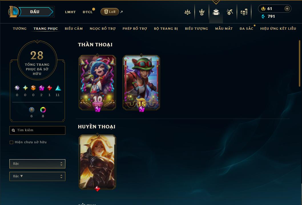 Acc Liên Minh Huyền Thoại/Đấu Trường Chân lý mã số 8889