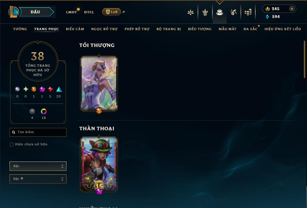 Acc Liên Minh Huyền Thoại/Đấu Trường Chân lý mã số 8895