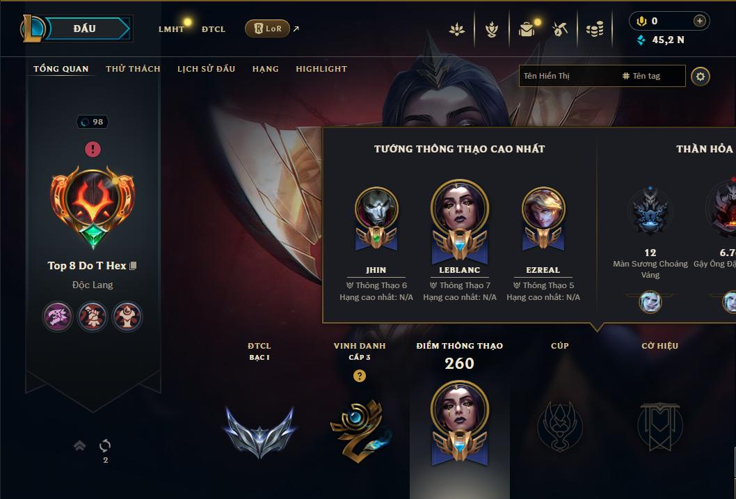 Acc Liên Minh Huyền Thoại/Đấu Trường Chân lý mã số 8906