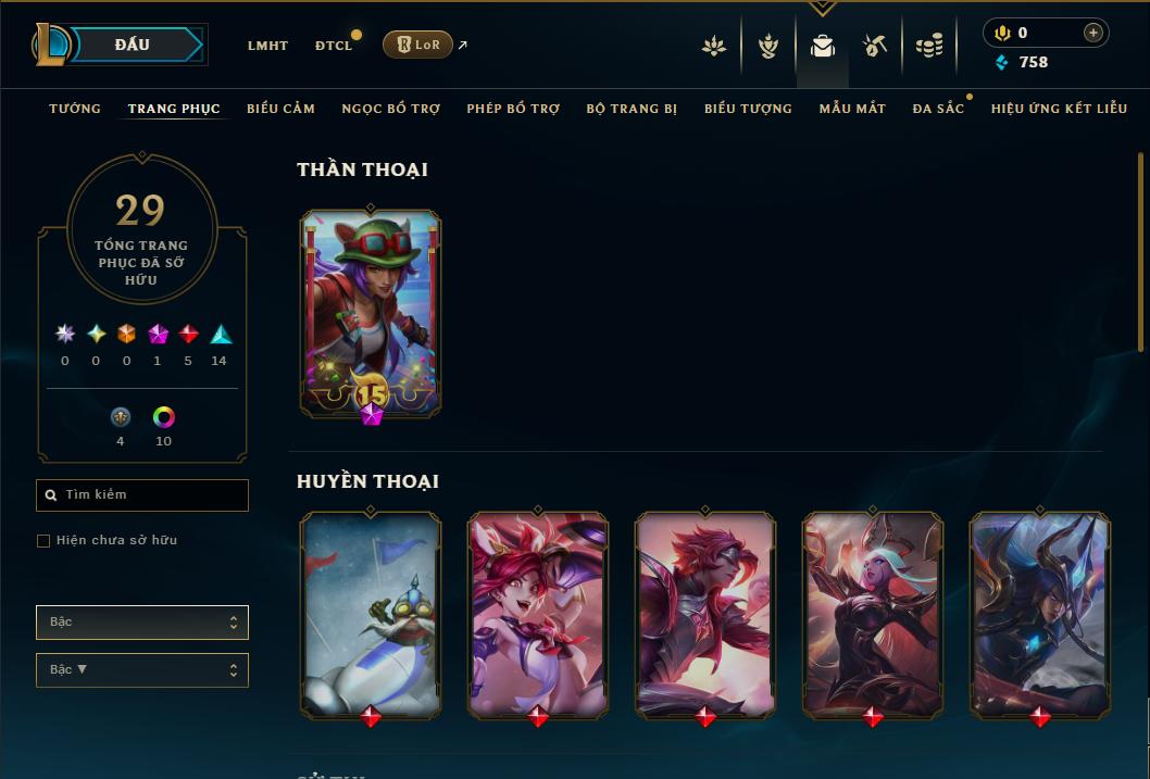 Acc Liên Minh Huyền Thoại/Đấu Trường Chân lý mã số 8908