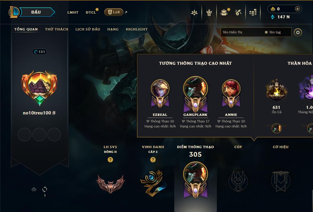 Acc Liên Minh Huyền Thoại/Đấu Trường Chân lý mã số 8910