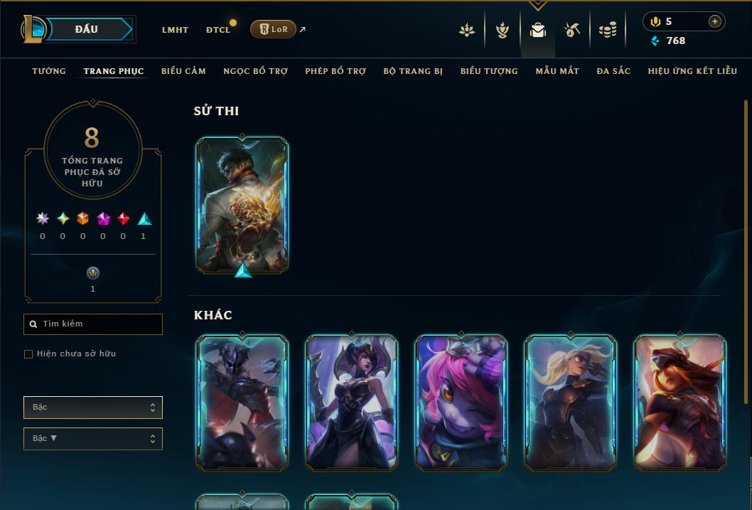 Acc Liên Minh Huyền Thoại/Đấu Trường Chân lý mã số 8935