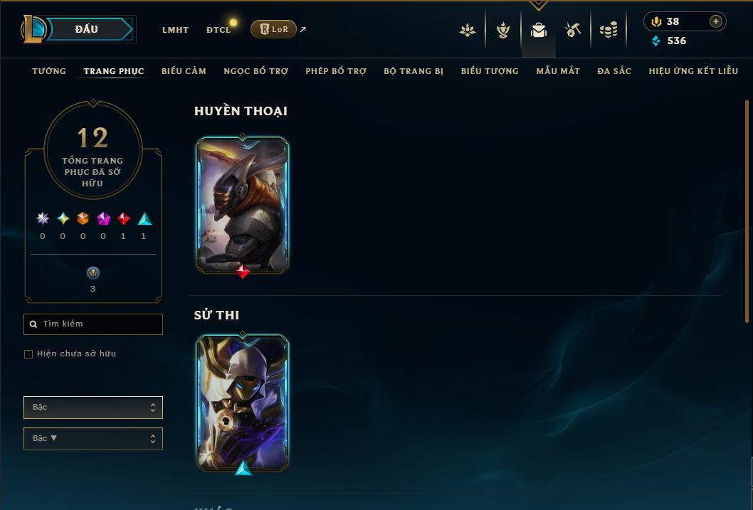 Acc Liên Minh Huyền Thoại/Đấu Trường Chân lý mã số 8939