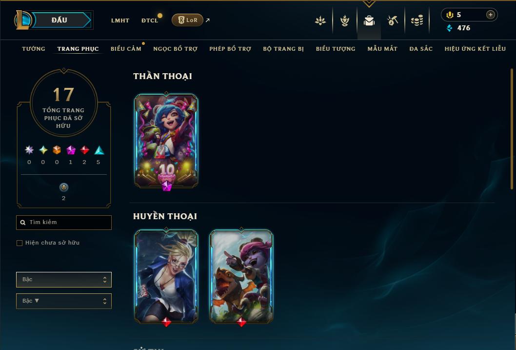 Acc Liên Minh Huyền Thoại/Đấu Trường Chân lý mã số 8945