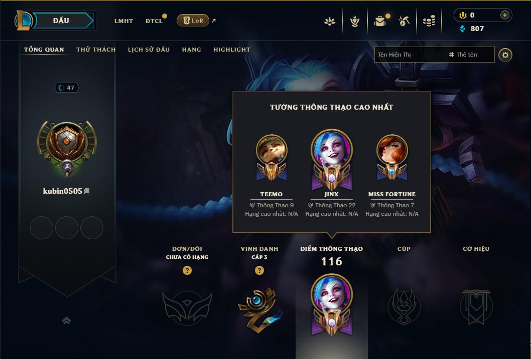 Acc Liên Minh Huyền Thoại/Đấu Trường Chân lý mã số 8952