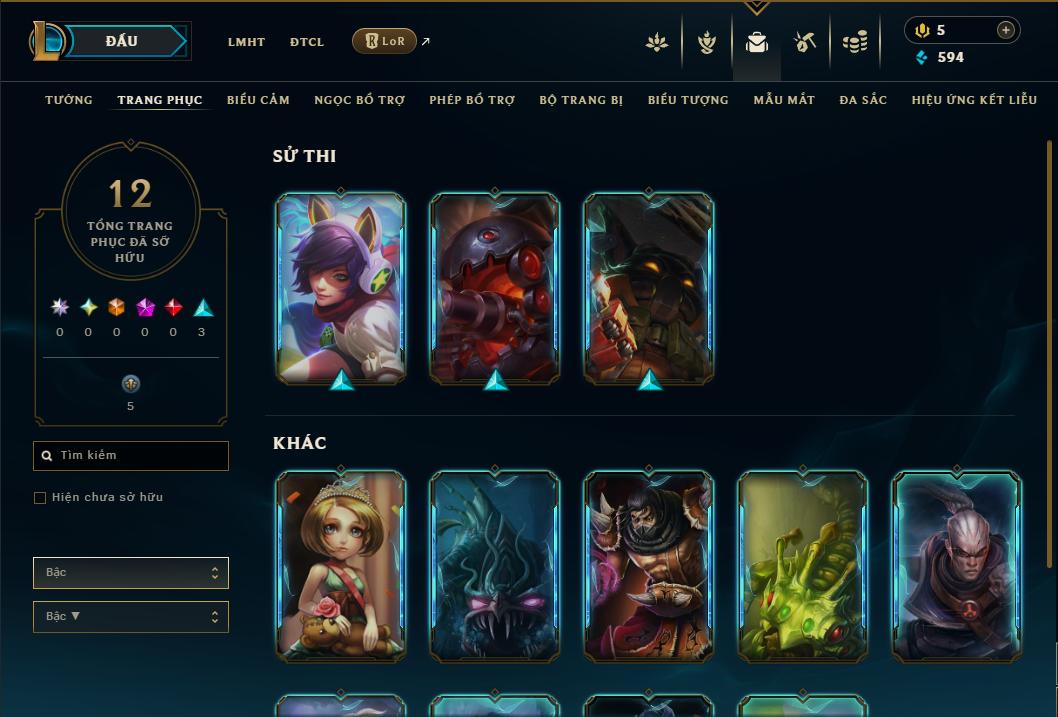 Acc Liên Minh Huyền Thoại/Đấu Trường Chân lý mã số 8972