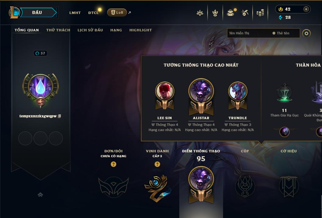 Acc Liên Minh Huyền Thoại/Đấu Trường Chân lý mã số 8979