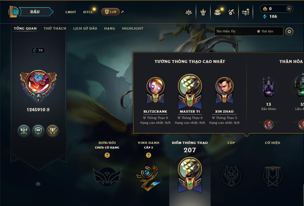 Acc Liên Minh Huyền Thoại/Đấu Trường Chân lý mã số 8981