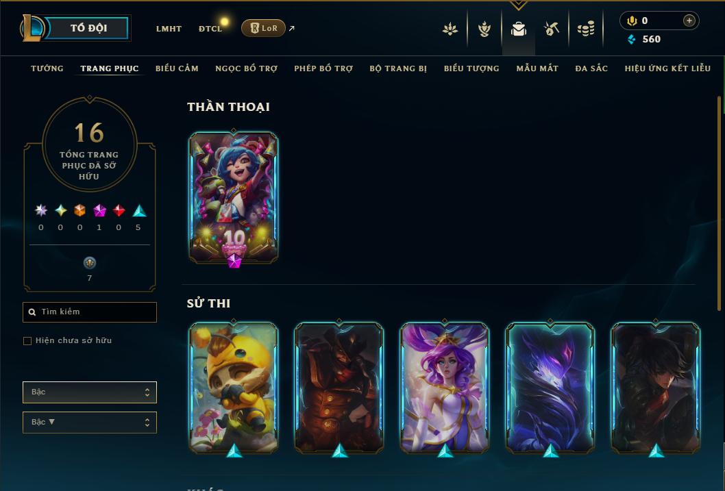 Acc Liên Minh Huyền Thoại/Đấu Trường Chân lý mã số 8996