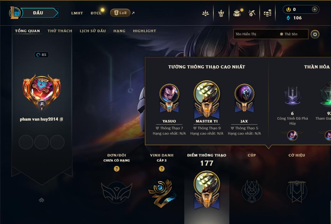 Acc Liên Minh Huyền Thoại/Đấu Trường Chân lý mã số 9001