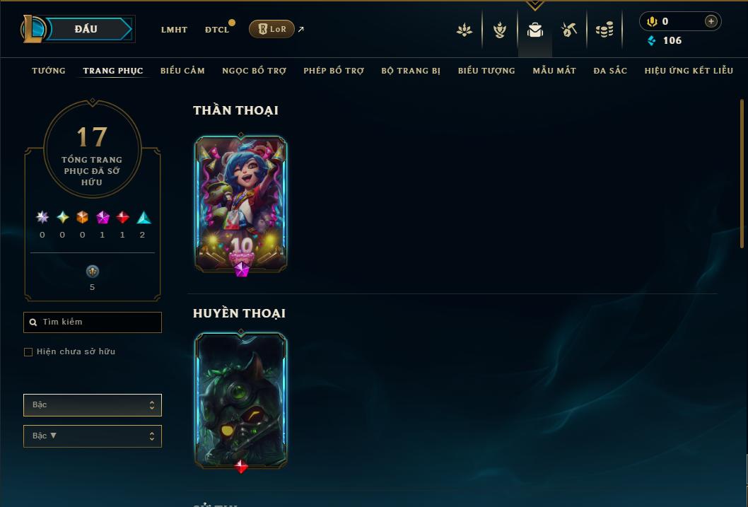 Acc Liên Minh Huyền Thoại/Đấu Trường Chân lý mã số 9001