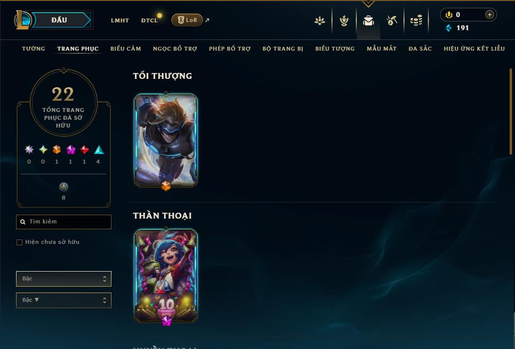 Acc Liên Minh Huyền Thoại/Đấu Trường Chân lý mã số 9004