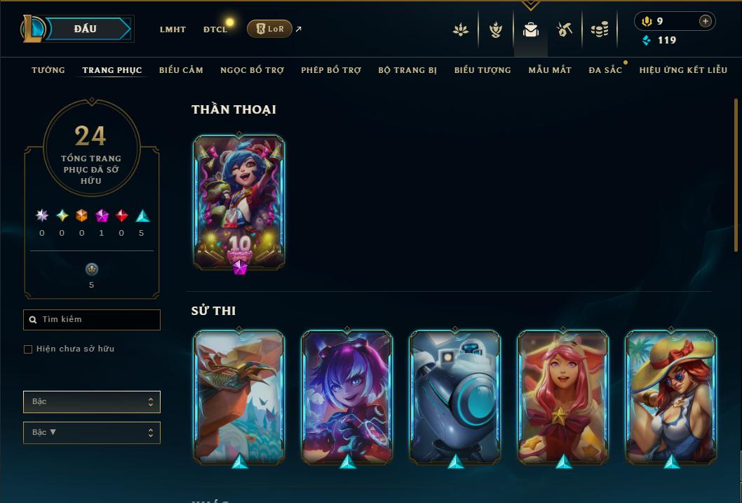 Acc Liên Minh Huyền Thoại/Đấu Trường Chân lý mã số 9007