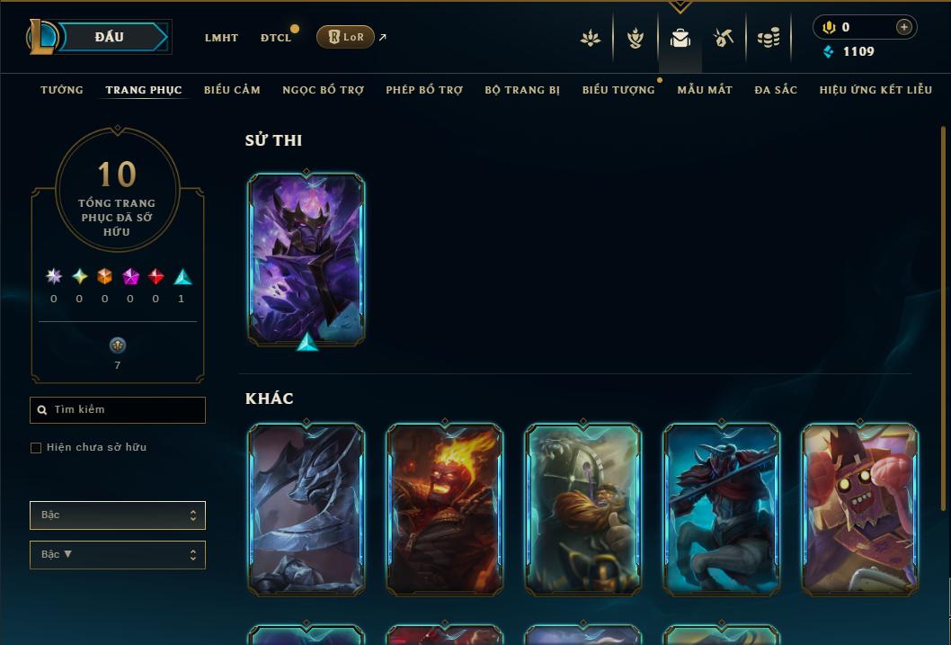 Acc Liên Minh Huyền Thoại/Đấu Trường Chân lý mã số 9010