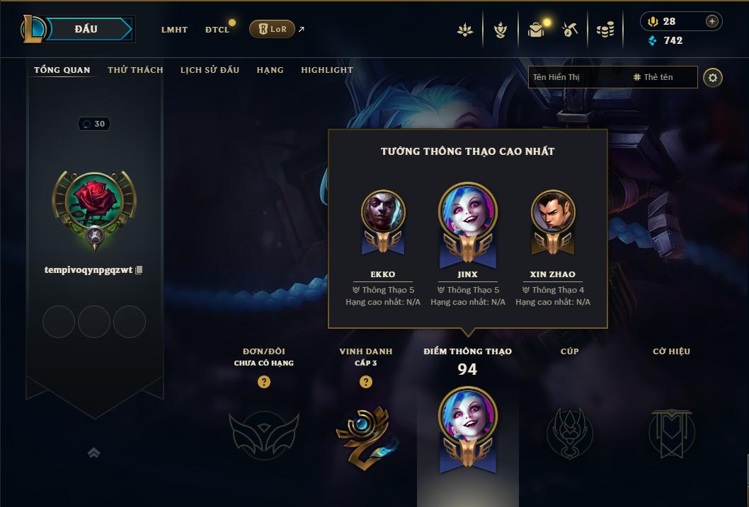 Acc Liên Minh Huyền Thoại/Đấu Trường Chân lý mã số 9012