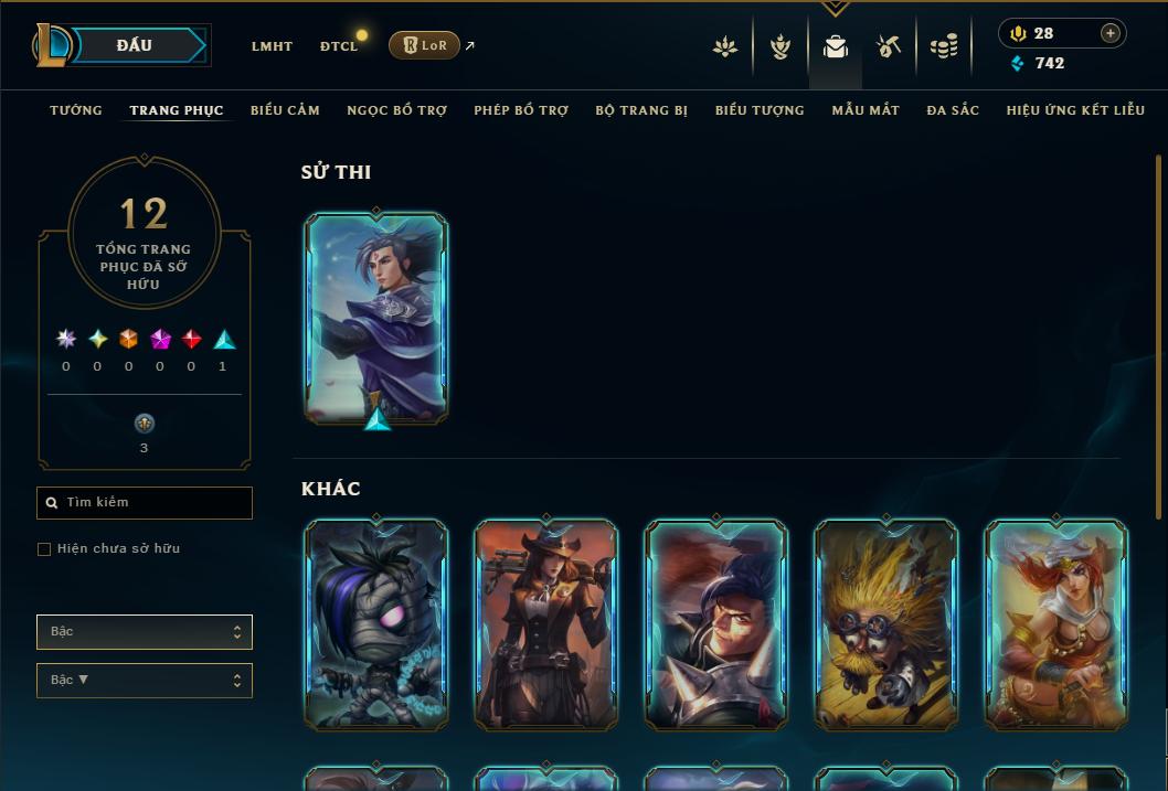 Acc Liên Minh Huyền Thoại/Đấu Trường Chân lý mã số 9012